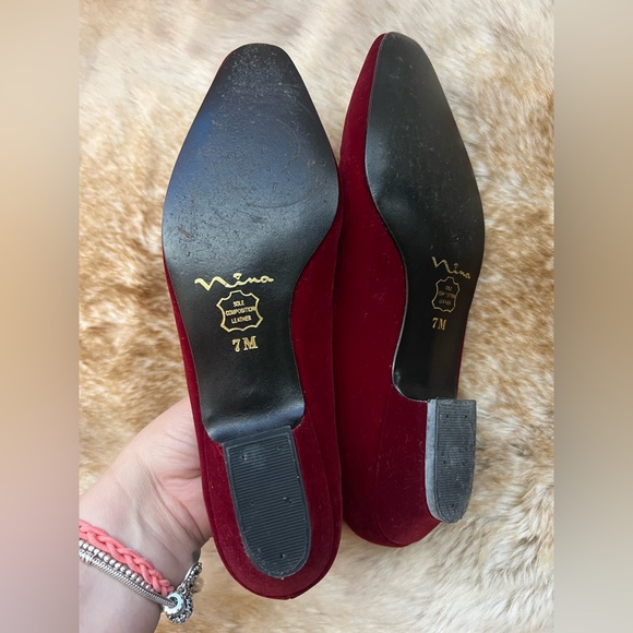 Vintage Nina Arabesque Bordeaux Velvet Women’s 7 Medium Tassel Christmas - Picture 3 of 6